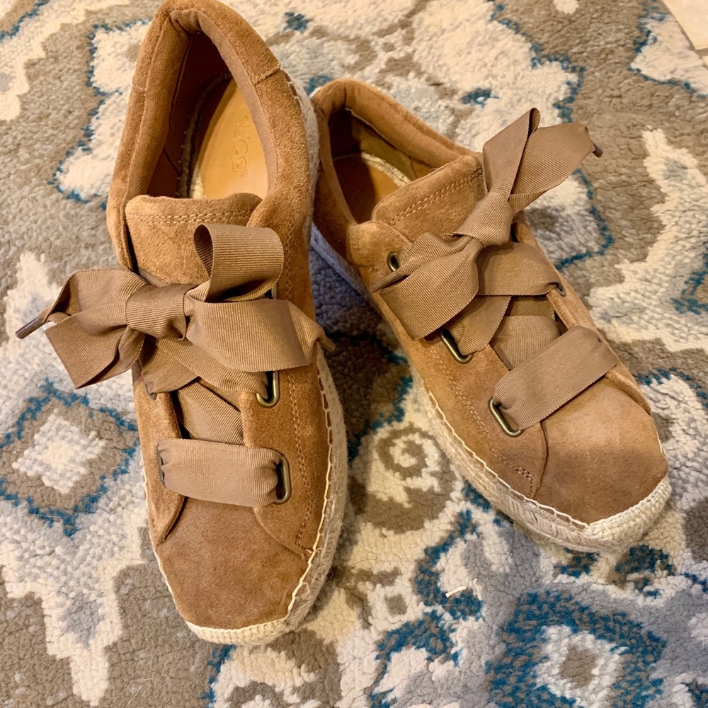UGG BRIANNA SUEDE ESPADRILLE LACE UP SHOES